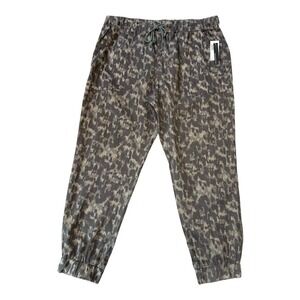 Chelsea & Theodore Camo Print Drawstring Tencel‎ Jogger Pants Women's Large NWT